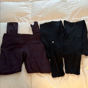 lululemon athletica Black and Dark Purple Leggings